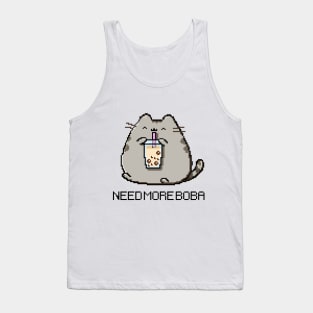 Pixel Chubby Cat Needs More Boba Tea! Tank Top